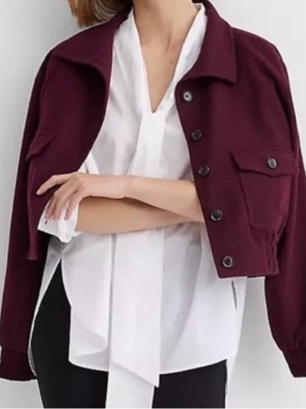 LOFT Bow Poplin Tunic Blouse